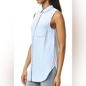 Rails Jaime Sleeveless Button-Front Collared Tunic Top Light Vintage Wash Size S